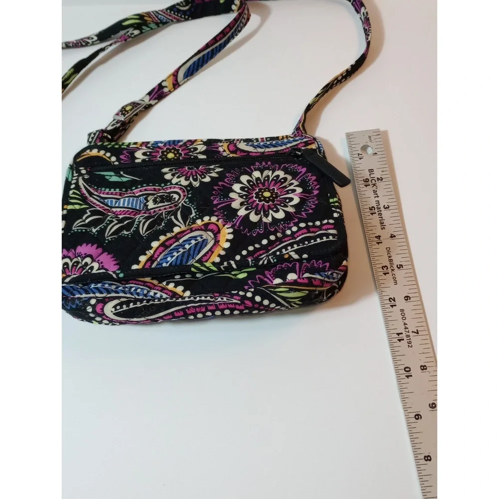 Vera Bradley Bandana Swirl Petite Crossbody Black Paisley Quilted Bag 8x5